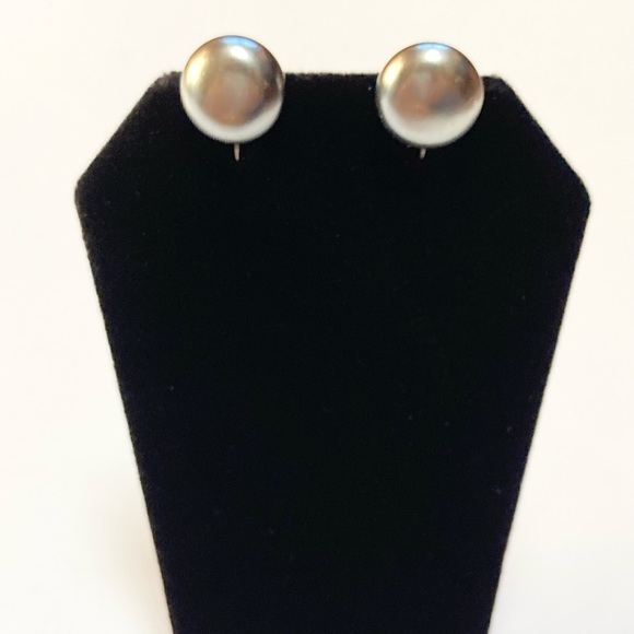 Vintage Sterling Faux Pearl Screw Back Earrings - Picture 10 of 10